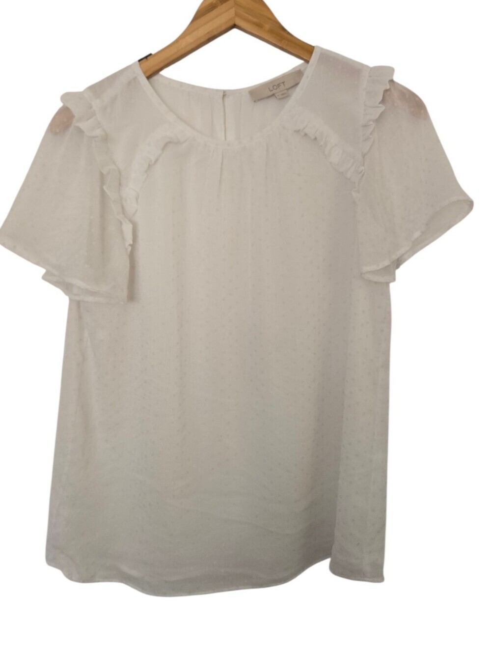 LOFT Soft Romantic Swiss Dot Flutter Sleeve Blouse ✨ - Picture 2 of 5